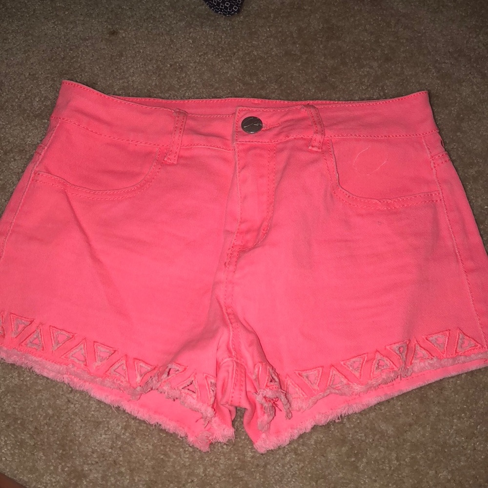 Hot pink jean shorts